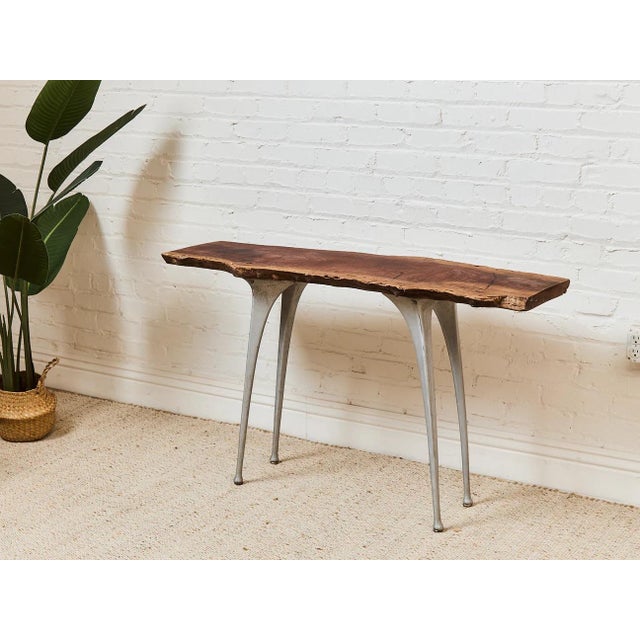 French Vintage Live Edge Modernist Entry Table For Sale - Image 12 of 12