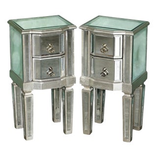 Venitian Bevelled Glass Nightstand with Drawers by Aeg, 2010, Set of 2 For Sale