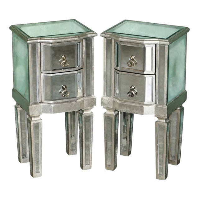 Venitian Bevelled Glass Nightstand with Drawers by Aeg, 2010, Set of 2 For Sale