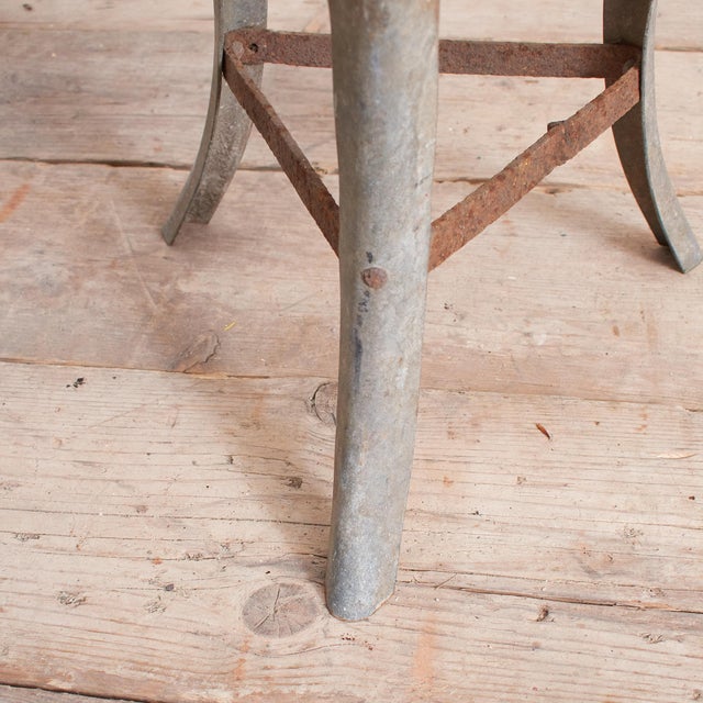 Antique Galvanised Milking Stool For Sale - Image 4 of 7