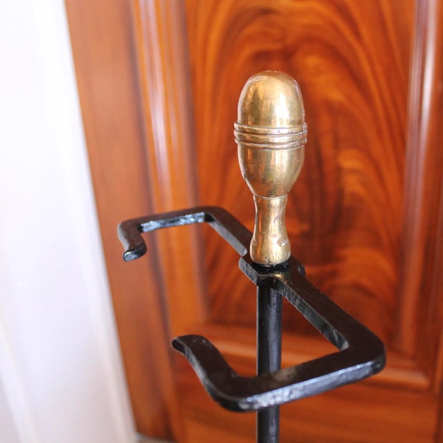 Metal Cast Iron and Brass Antique Fire Tool Stand For Sale - Image 7 of 9