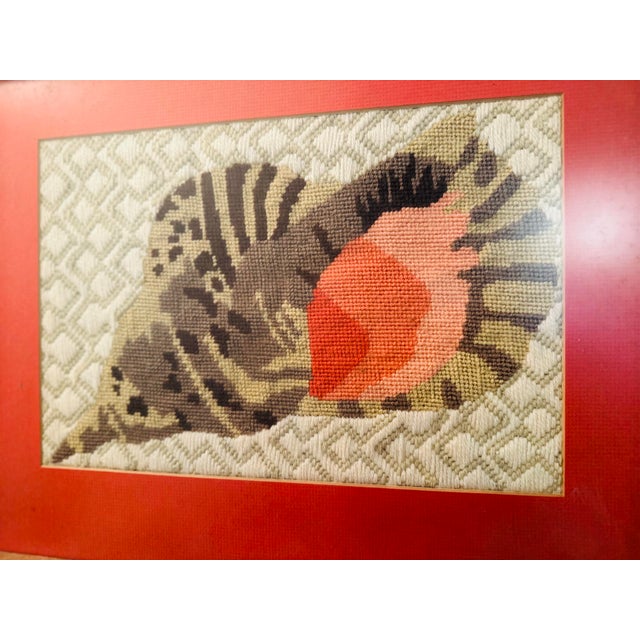 Vintage Shell Needlepoint, Framed For Sale - Image 4 of 6