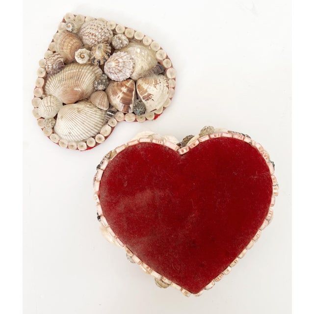 Ecru Antique Sailors Valentine Shell Encrusted Heart Shaped Trinket Box, C 1920s For Sale - Image 8 of 8