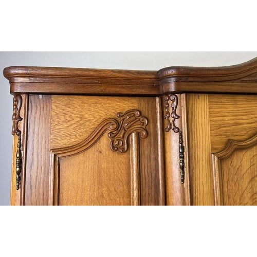 Brown Vintage French Louis XVI Style 4-Door Carved Armoire For Sale - Image 8 of 12