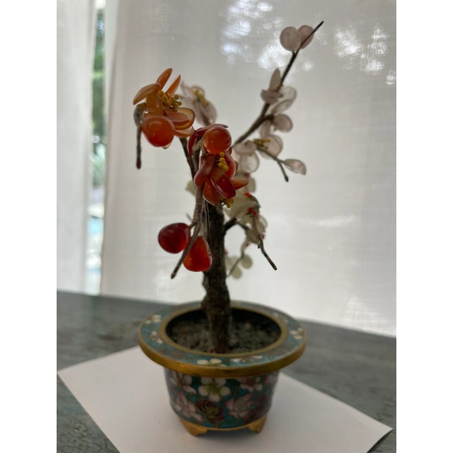 Greige Vintage Miniature Chinese Hard Stone Bonsai Tree For Sale - Image 8 of 12