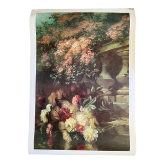 1990s “Peonies” Jean Capeinick Fine Art Print Litho by Rosenstiel’s Great Britain 34” X 48” For Sale