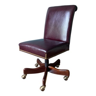 Traditional Burgundy Leather Office Chair For Sale