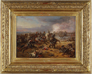Eugène Charpentier, French Cuirassiers at Waterloo, 1860, Oil Painting, Framed