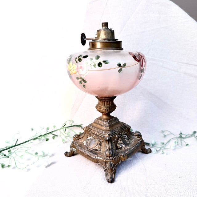 Metal Hand-Painted Oil Lamp with Ribbons, 1970s For Sale - Image 7 of 14