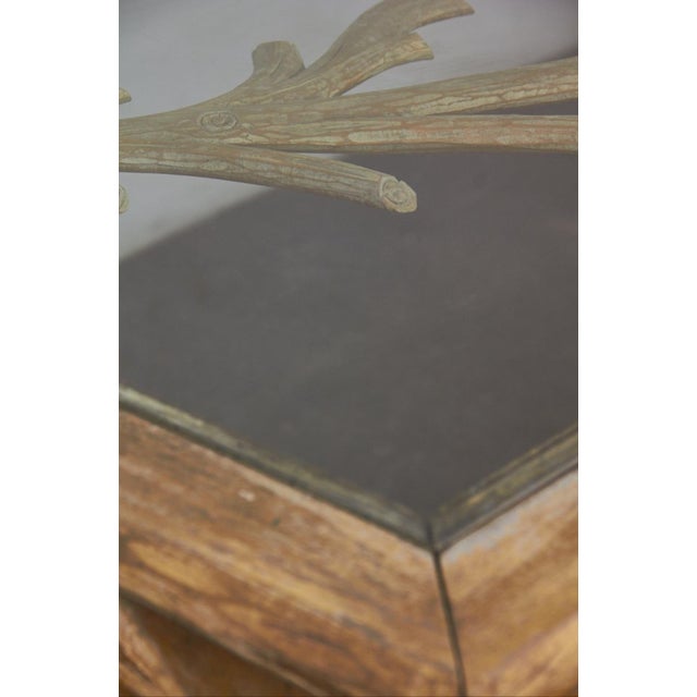 Vintage Wooden Dining Table with Brutalist Glass Top, 1970s For Sale - Image 4 of 13