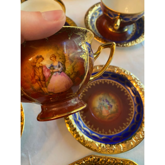 Burgundy 1930s Complete Rosenthal “Maria” Porcelain Tea Service – Selb Germany – 29 Pieces For Sale - Image 8 of 15