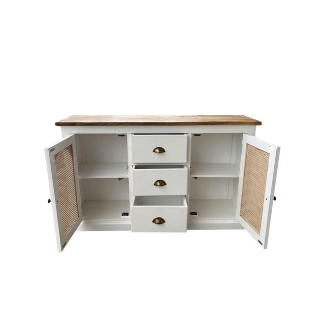 Modern Modern Solid Wood Cane Rattan Buffet Sideboard For Sale - Image 3 of 5