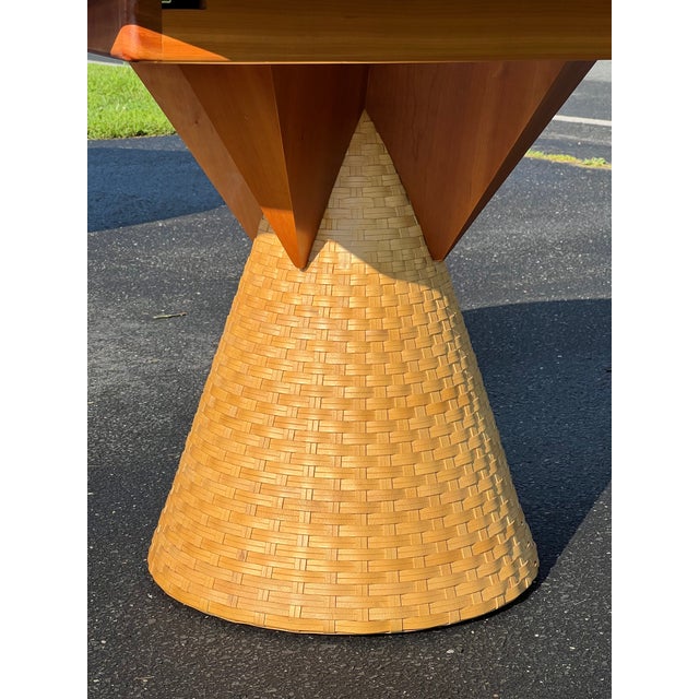 1980s 1980s Vintage Italian Modern Dining Table on Rattan Base With Leaf by Pierantonio Bonacina For Sale - Image 5 of 12