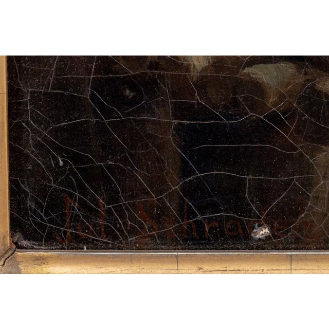 Traditional Julius Schrader the Sleeping Hunter Oil on Canvas For Sale - Image 3 of 6