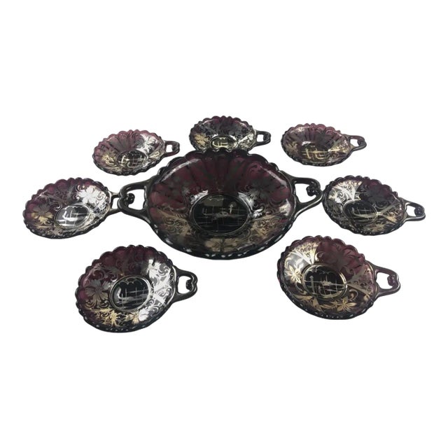 Murano Dessert Service for 6, Art Deco Style Serving Dishes For Sale