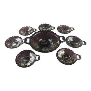 Murano Dessert Service for 6, Art Deco Style Serving Dishes