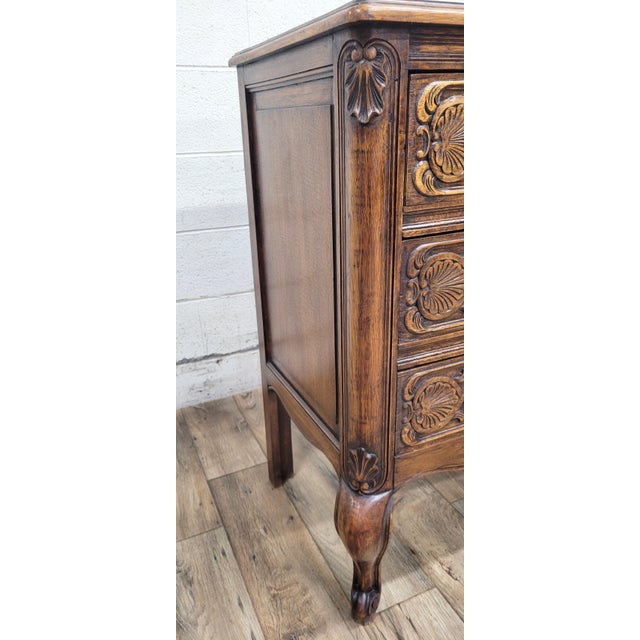 Vintage French Provincial Louis XV Style Carved Commode Dresser Chest of Drawers For Sale - Image 9 of 12