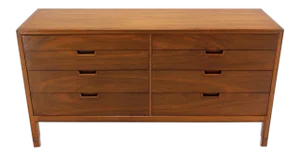 Mid-Century Modern John Stuart Bookmatched Walnut Eight-Drawer Dresser