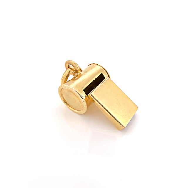 Vintage 18k Yellow Gold Whistle Charm, Pendant For Sale - Image 4 of 10