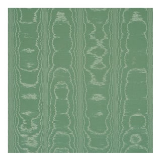 Schumacher Washington Moiré Fabric In Green For Sale