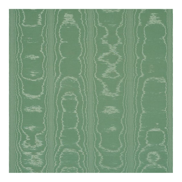 Schumacher Washington Moiré Fabric In Green For Sale