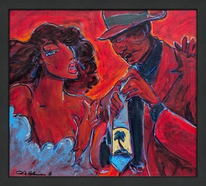 1990s R.J. Hohimer, Crimson Lovers (Original Framed Painting on Canvas)