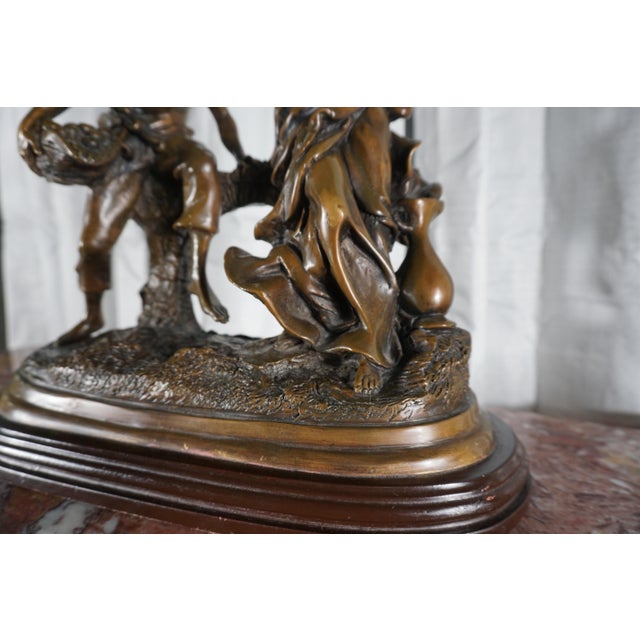 1960s Romantic Bronze Figural Sculpture of Courting Couple on Bench For Sale - Image 5 of 11