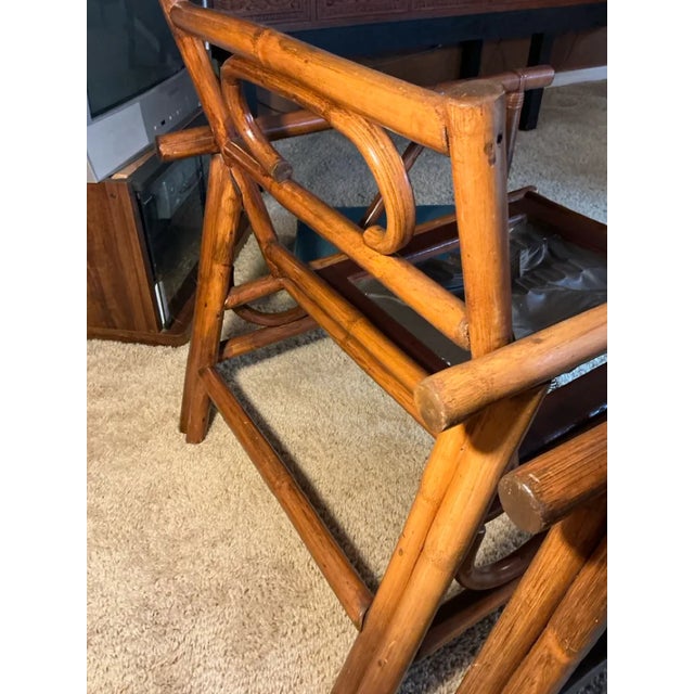 Mid-Century Modern Rattan Bamboo Lounge Chairs, Pair For Sale In Baltimore - Image 6 of 7