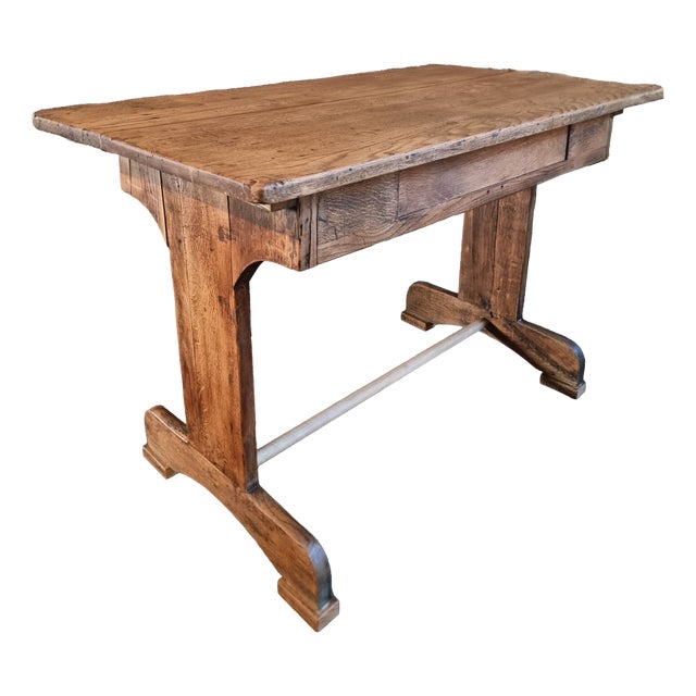 Antique French Oak Farmhouse Trestle Table, Early 1900s For Sale