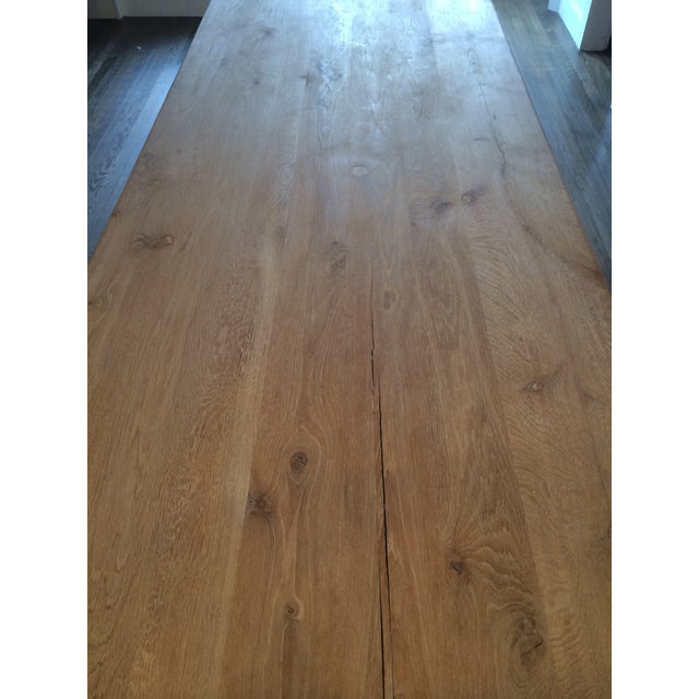 Mid 20th Century Vintage European White Oak Trestle Dining Table, 118” For Sale - Image 5 of 5