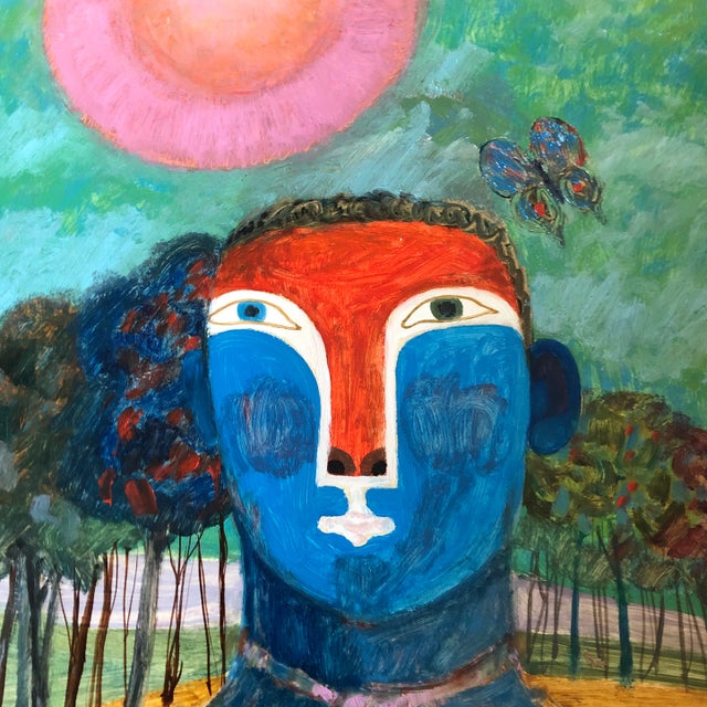 Mid-Century Modern Original Vintage E.J.Hartmann Pop Portrait Painting Signed 1970’s For Sale - Image 3 of 5