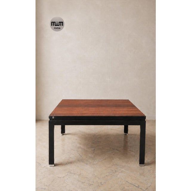 Brown Vintage Square Coffee Table in Wood and Metal by MIM Roma, Italy, 1960s For Sale - Image 8 of 8
