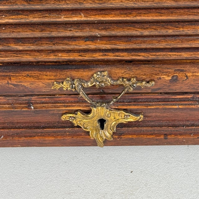 Antique French Wood & Bronze Mounts Tambour-Door Desk Organizer Cabinet / Stationary Box For Sale - Image 10 of 15