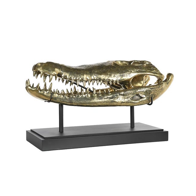 Wood Brass Crocodile Skull For Sale - Image 7 of 9