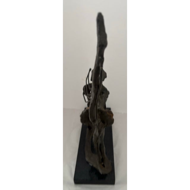 Mid 20th Century Mid 20th Century Modernist Abstract Ballet Dancers Hand Built Sculpture in Patinated Metal on Marble Base For Sale - Image 5 of 12