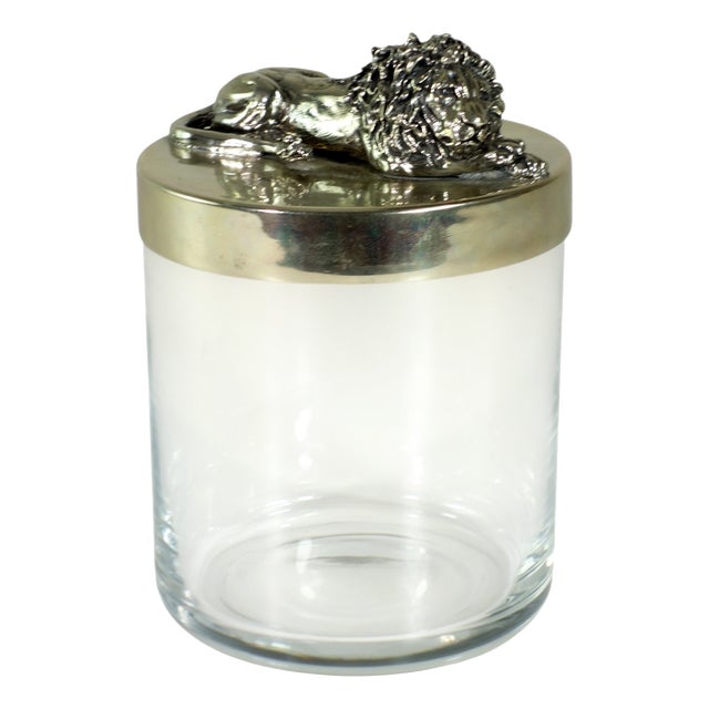 Silver Metal Lion Jar by Giovanni Raspini, 2010s For Sale