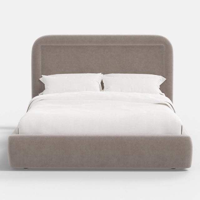 Not Yet Made - Made To Order Stoffer Home x Cloth & Company Maura Slipcover Bed in Performance Velvet Steel - California King For Sale - Image 5 of 6