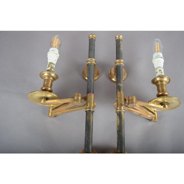 Brass Swing-Arm Wall Lamps from Maison Jansen, 1960s, Set of 2 For Sale - Image 4 of 14