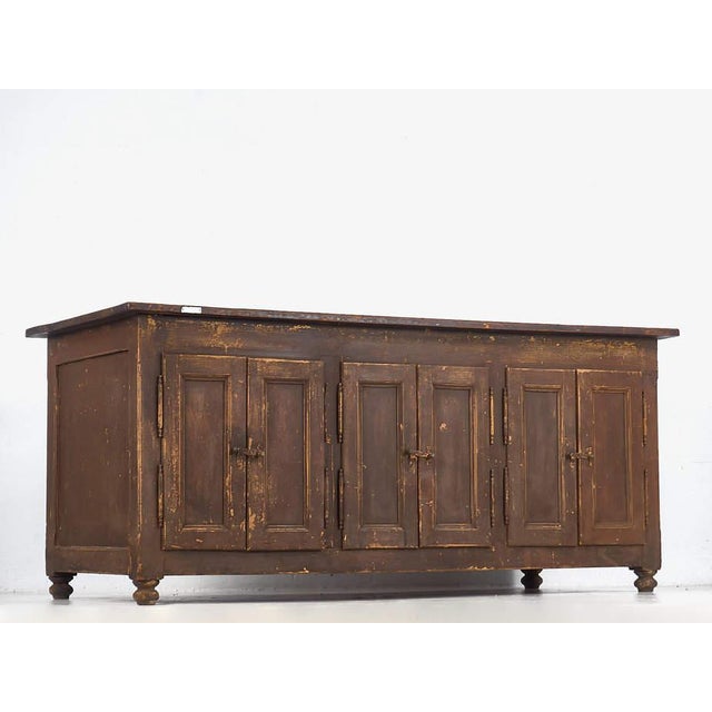 Rustic Antique Kitchen Island with Doors on Both Sides, 1850 For Sale - Image 3 of 11