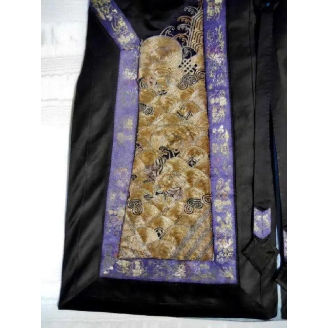 Antique Framed Chinese Silk Dragon Design Robe For Sale - Image 11 of 13