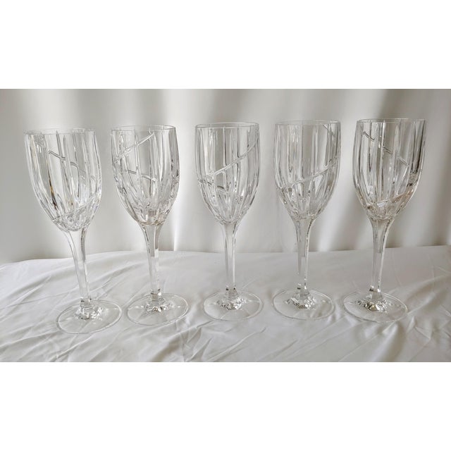 Mikasa Uptown Pattern Vertical Cut Swirl Design Crystal Glasses Set