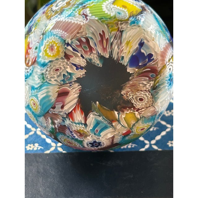 Aqua Vintage - Mid Century Murano Millefiori Art Glass Paperweight in Aqua and Jewel Tones For Sale - Image 8 of 9