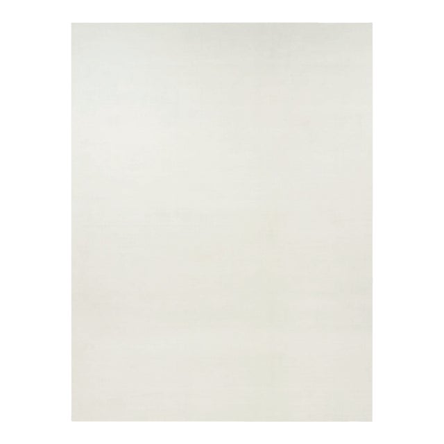 Rug & Kilim’s Oversized Contemporary Textural Solid Rug in White Tones-12x16 For Sale