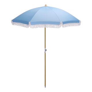 Valencia 6.5 Ft Beach Fringed Umbrella, Baby Blue For Sale