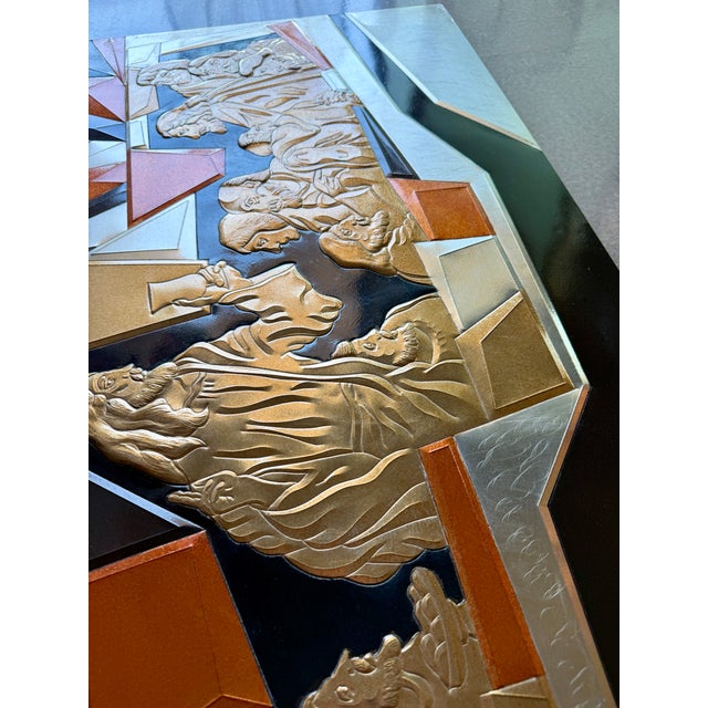 70s Large Mid-Century Liturgical Modernist Metal Last Supper Wall Relief B. Quijano Cubist Architectural For Sale - Image 15 of 17
