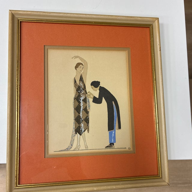 Original 1920’s Gazette Du Bon Ton Framed Pochior Fashion Illustrations by Boutet De Monvel, Brissaud, Duran, Marty, Puget, and Magnin - Set of 3 For Sale In Providence - Image 6 of 12