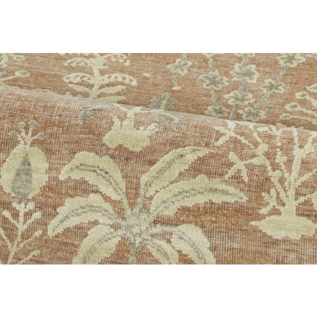 Contemporary Block Print Floral Natural Silk Runner by Rug & Kilim, India For Sale In New York - Image 6 of 8
