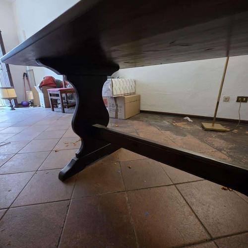 Rustic Walnut-Stained Fratino Table with Sawhorse Legs For Sale - Image 6 of 12