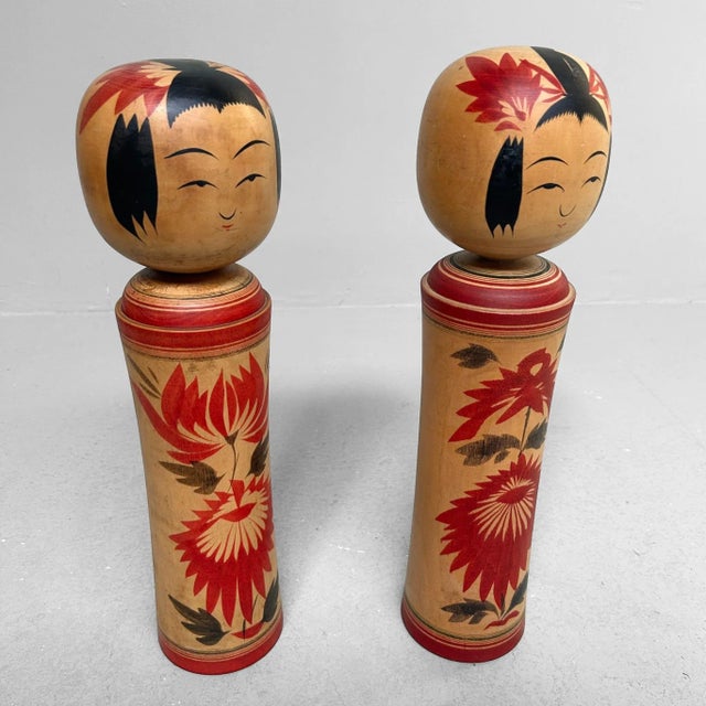 Large Naruko School Kokeshi from Okazaki, 1960s, Set of 2 For Sale - Image 9 of 12