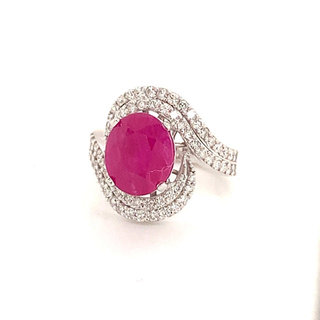 2010s Natural Ruby Diamond Ring 14k Gold 6.32 TCW GIA Certified For Sale - Image 5 of 13